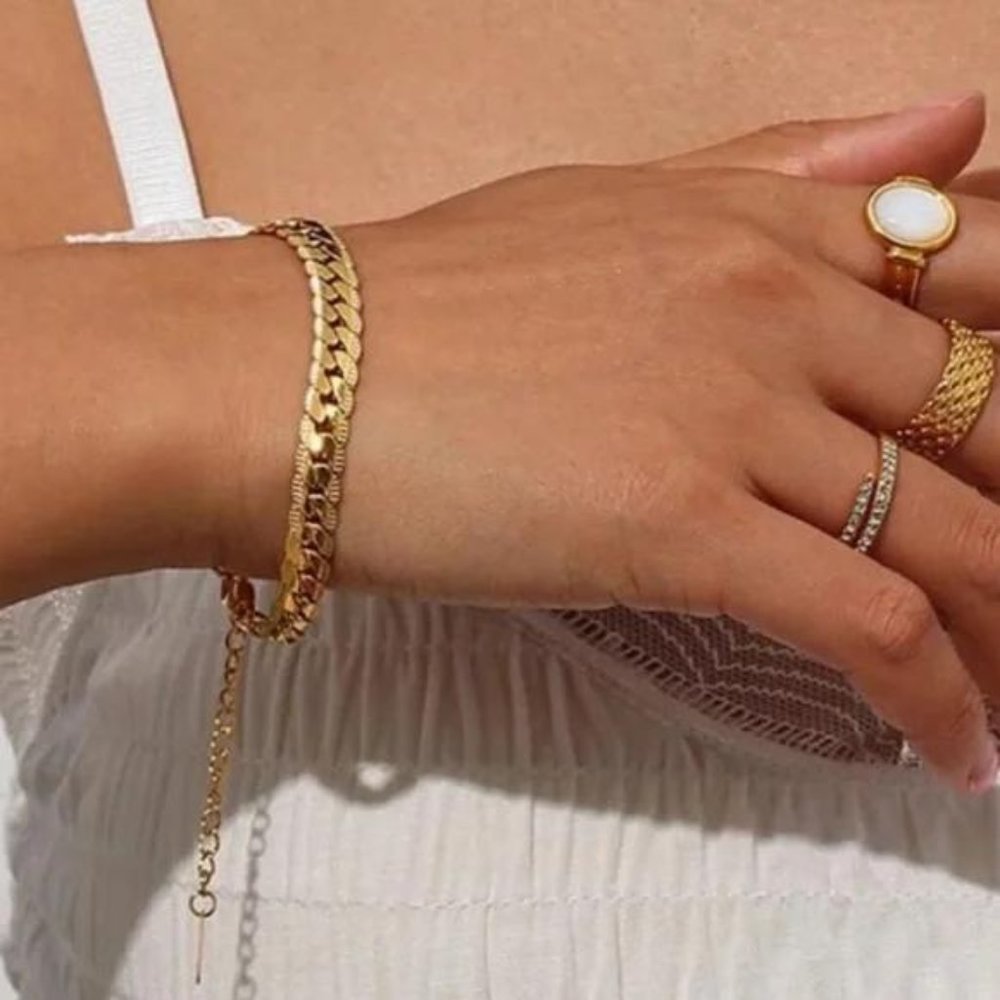 NEW 18K GOLD CUBAN CHAIN BRACELET, NICE BRACELET, CUTE BRACELET